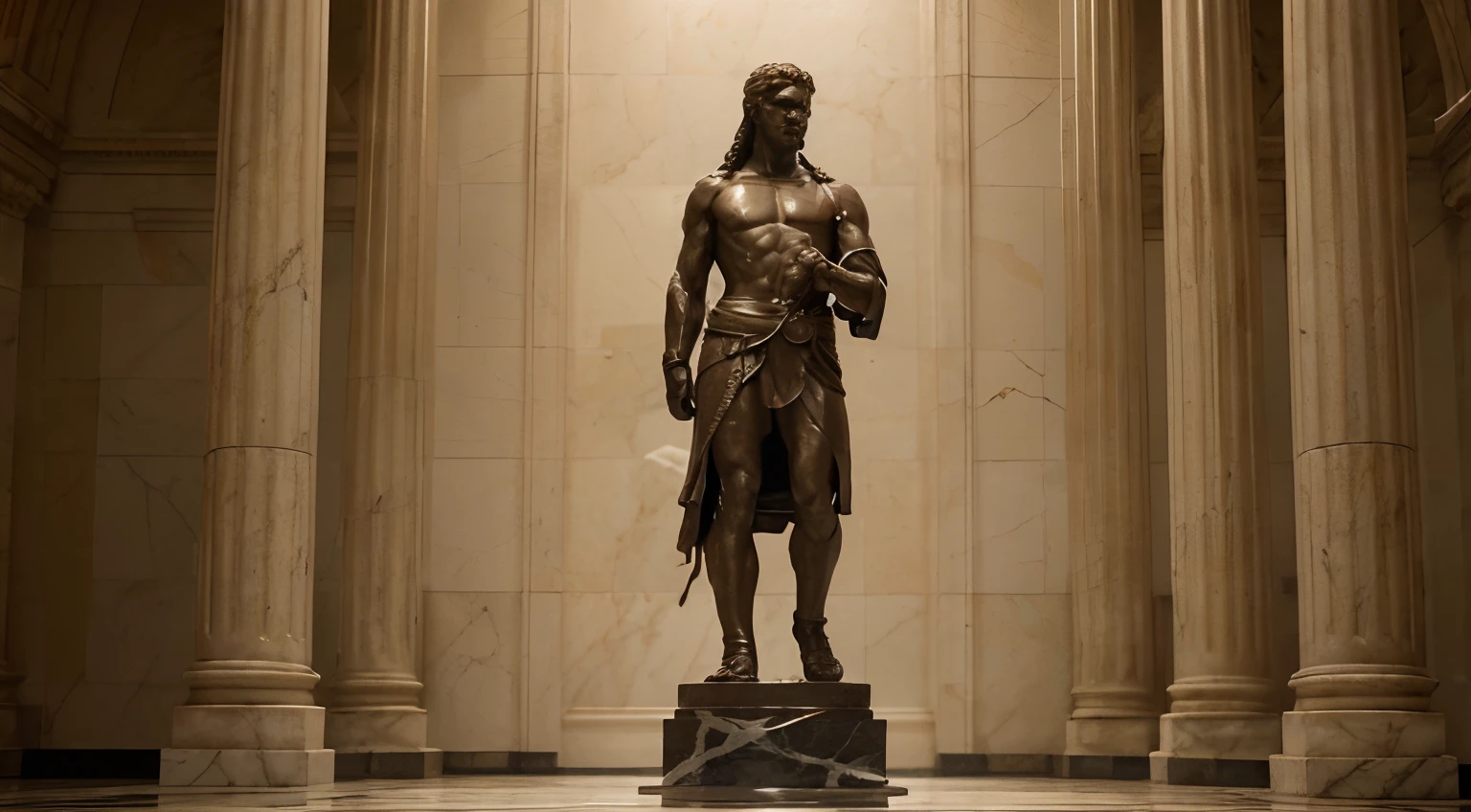 (aesthetics, marble statue),(warrior:1.1, stoic:1.1, determined:1.1, boundaries:1.1, protect:1.1, personal space:1.1),(intense gaze, sturdy pose:1.1),(best quality, realistic, highres:1.2),(portrait),(subtle tones),(soft lighting)