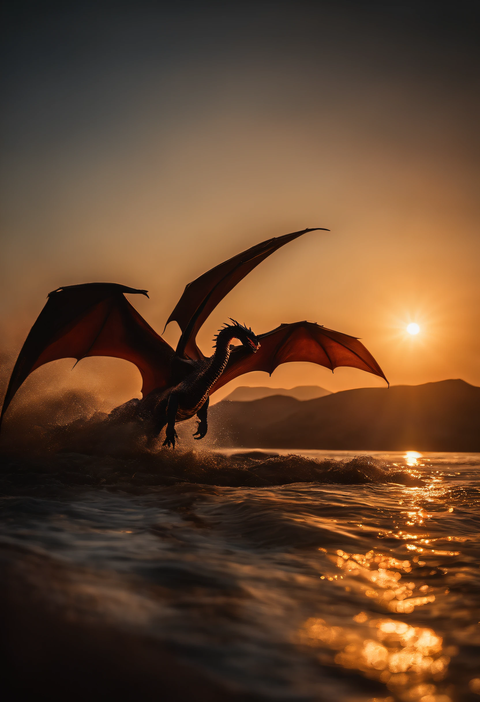 obra-prima, melhor qualidade, filme ainda, dragon nuvem, floating into the sky, close-up, brilhante, feliz, Soft lighting and Warm, sun sunset, (Sparks: 0,7)