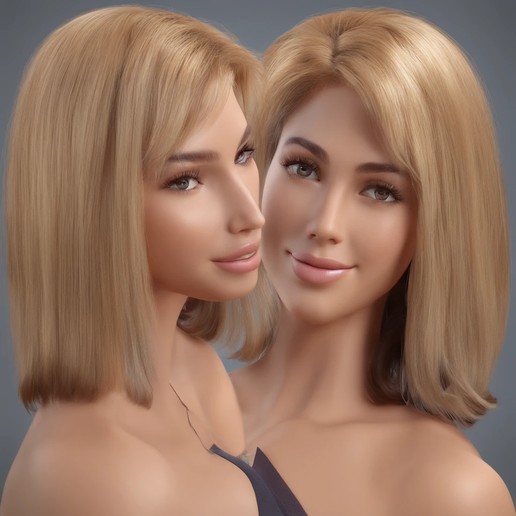 Brown hair with neck-length blonde wigs, rosto jovem, com terno de advogado, olhos castanhos, sorriso com dentes brancos