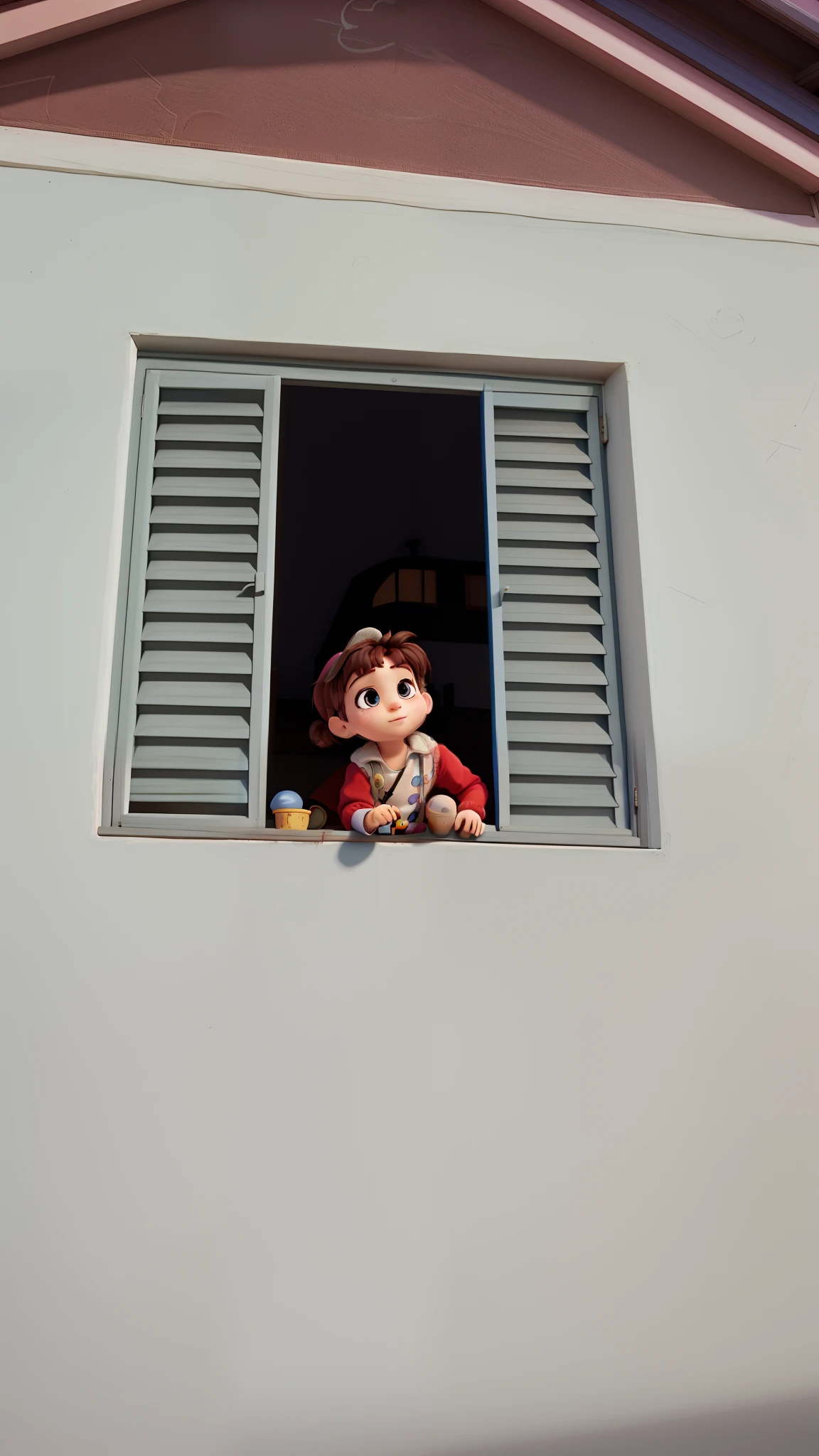 Child at the window flirtatious style and disney pixar