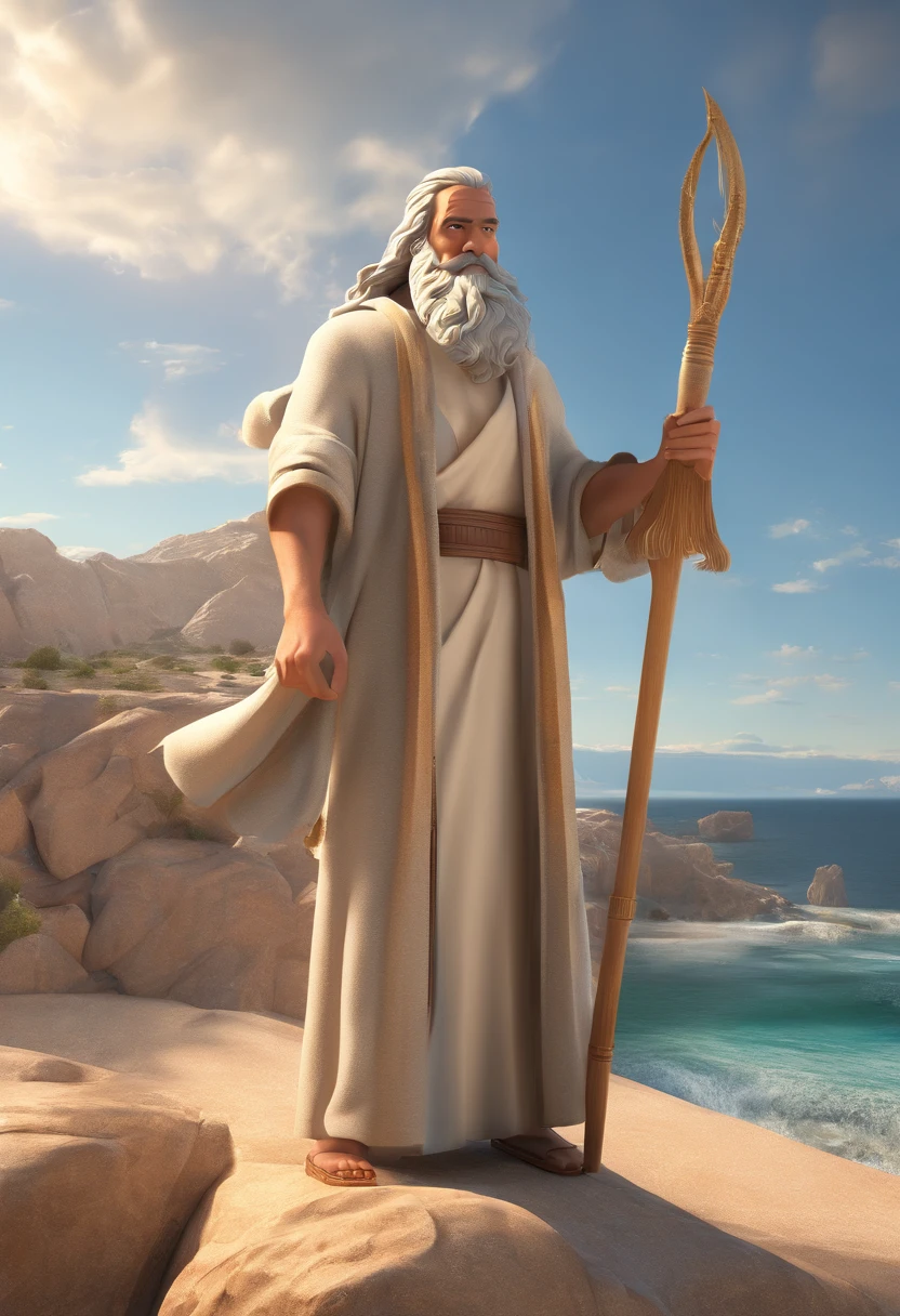 Moses with Staff in front of the sea