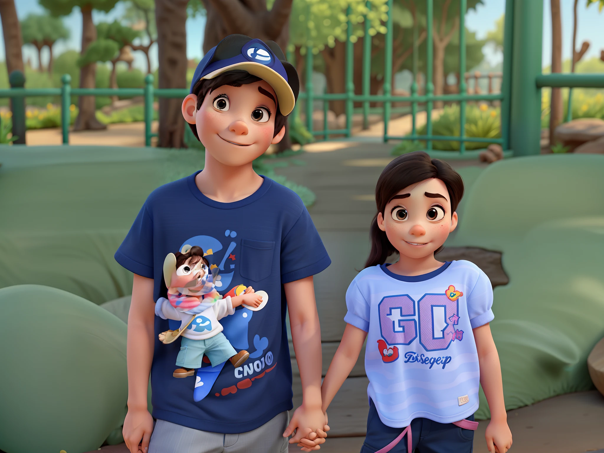 Disney pixar, Boy and girl holding hands at the zoo