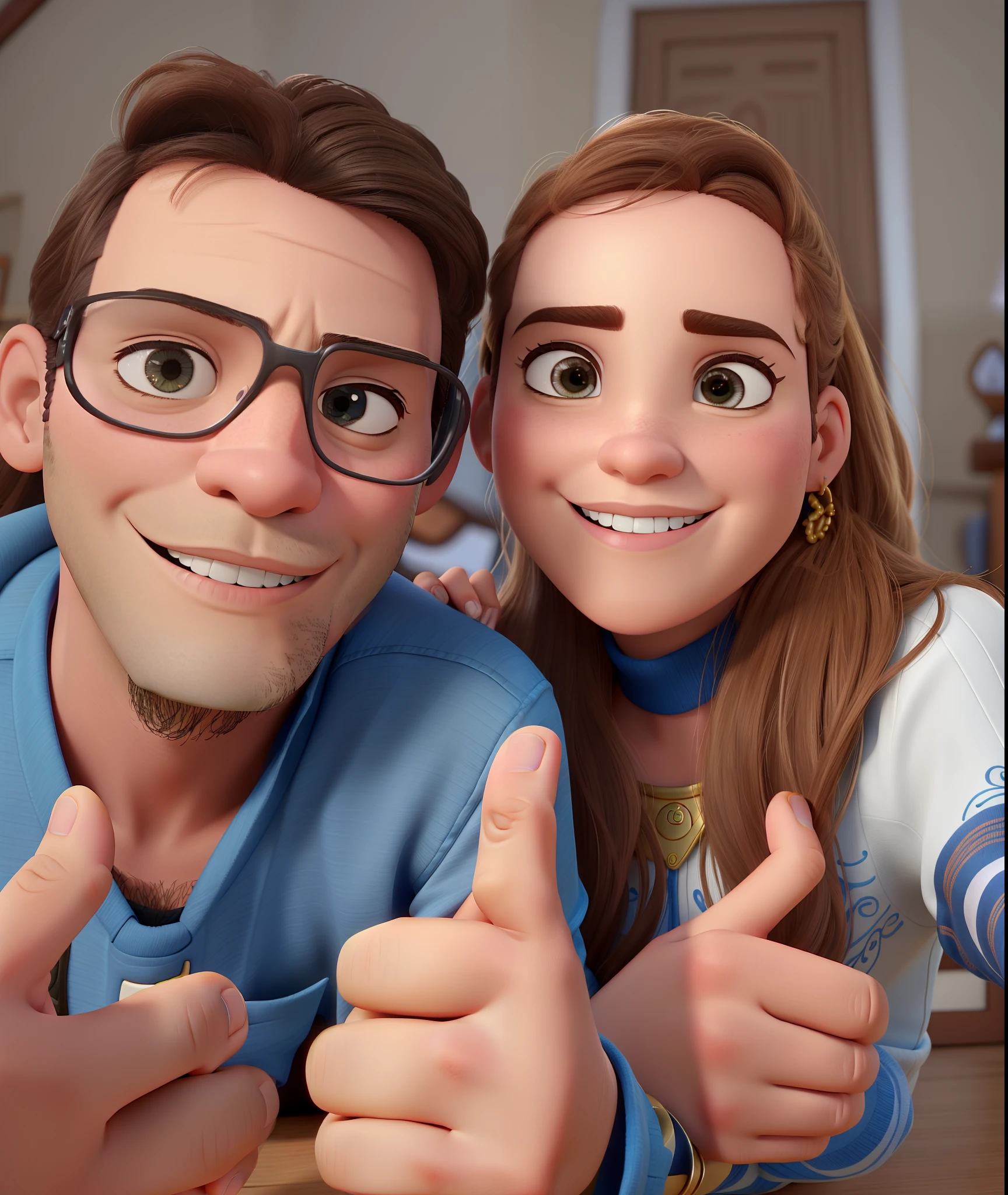 Casal estilo disney pixar melhor qualidade alta qualidade. Homem moreno cabelo comprido crespo barba e mulher loira olhos azuis cabelos longos lisos