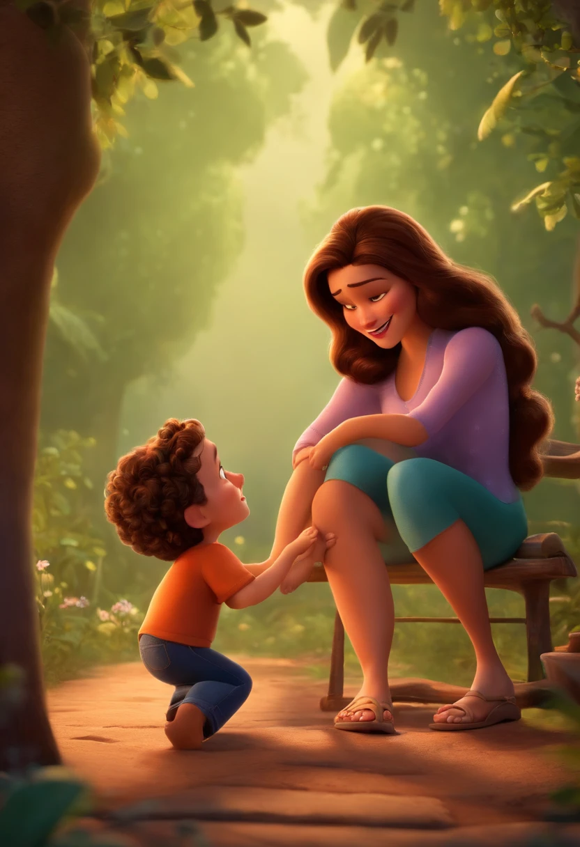 Um filme inspirado na Disney Pixar (Parent family, mami, filho, filha e filha) dentro A cena estar na arte distinta do estilo PIXAR, descolada e estilosa