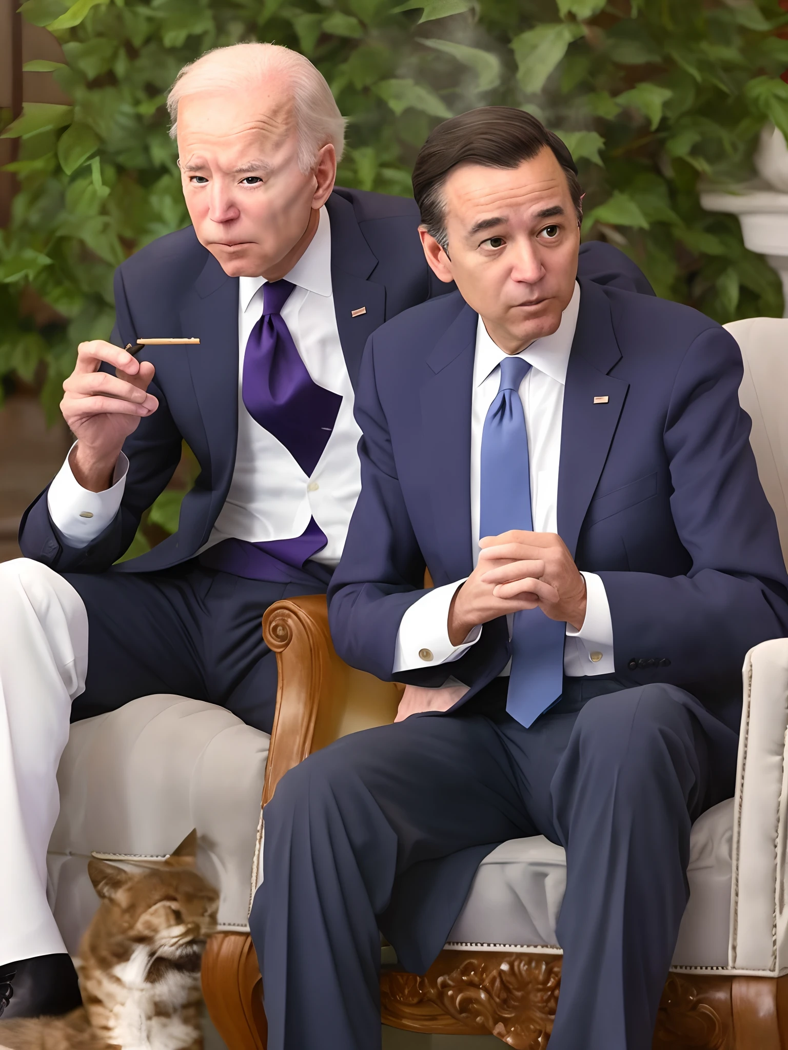 Joe Biden smoking the evil blunt with grogu and grimace