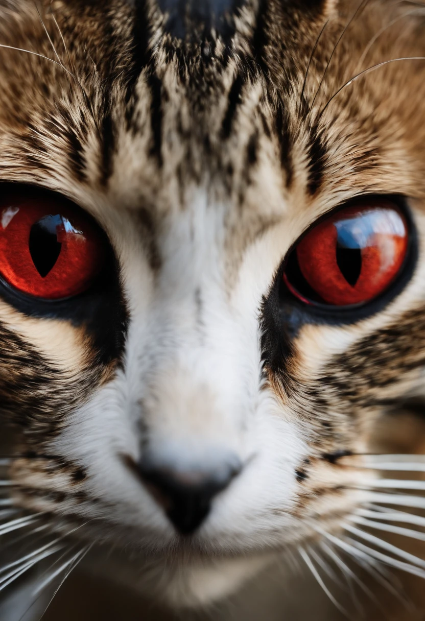 Forme noir, yeux de chat rouges, griffes sanglantes