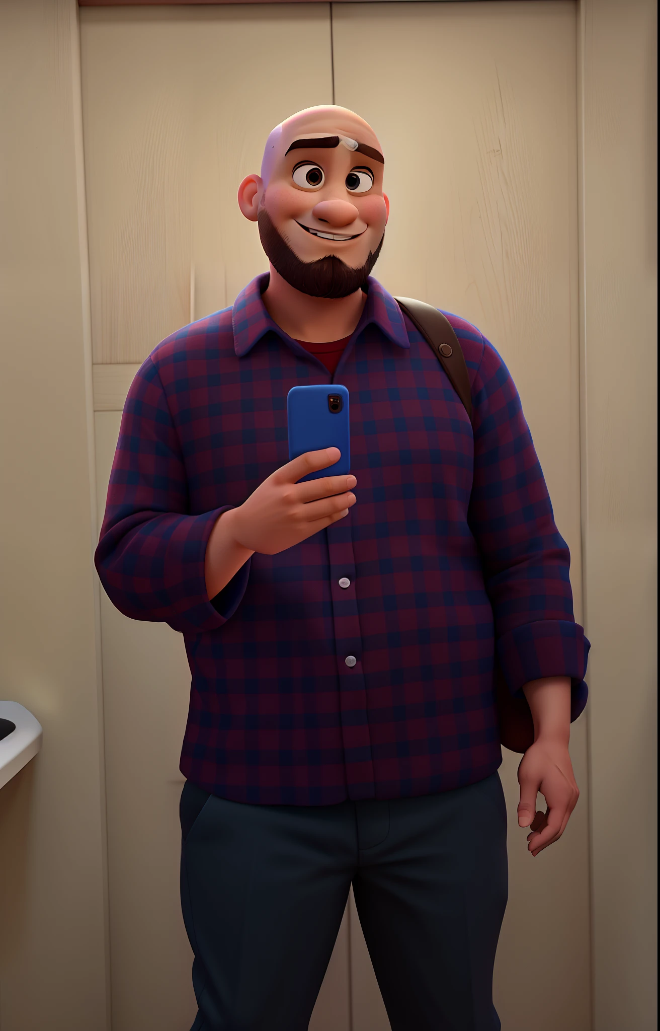 Disney pixar | Head without hair| barba escura curta | Selfie | Gordinho