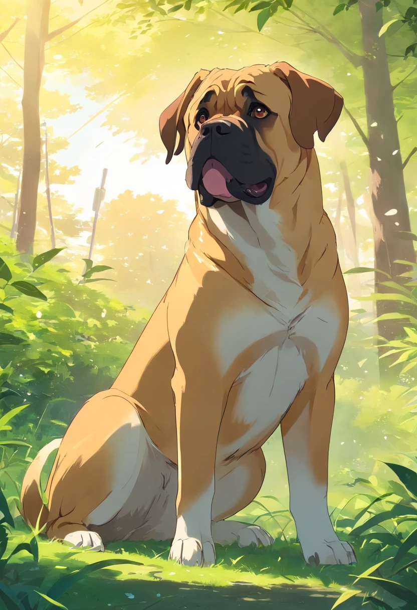 Bullmastiff pequeno bonito,Felpudo,vivid expressions,Jogue na grama verde,Bite your own tail,vivid expressions,luz suave natural,Filtro de foco suave,ultra-claro,Hiperdetalhamento,8k,uma imagem,3Drenderingof