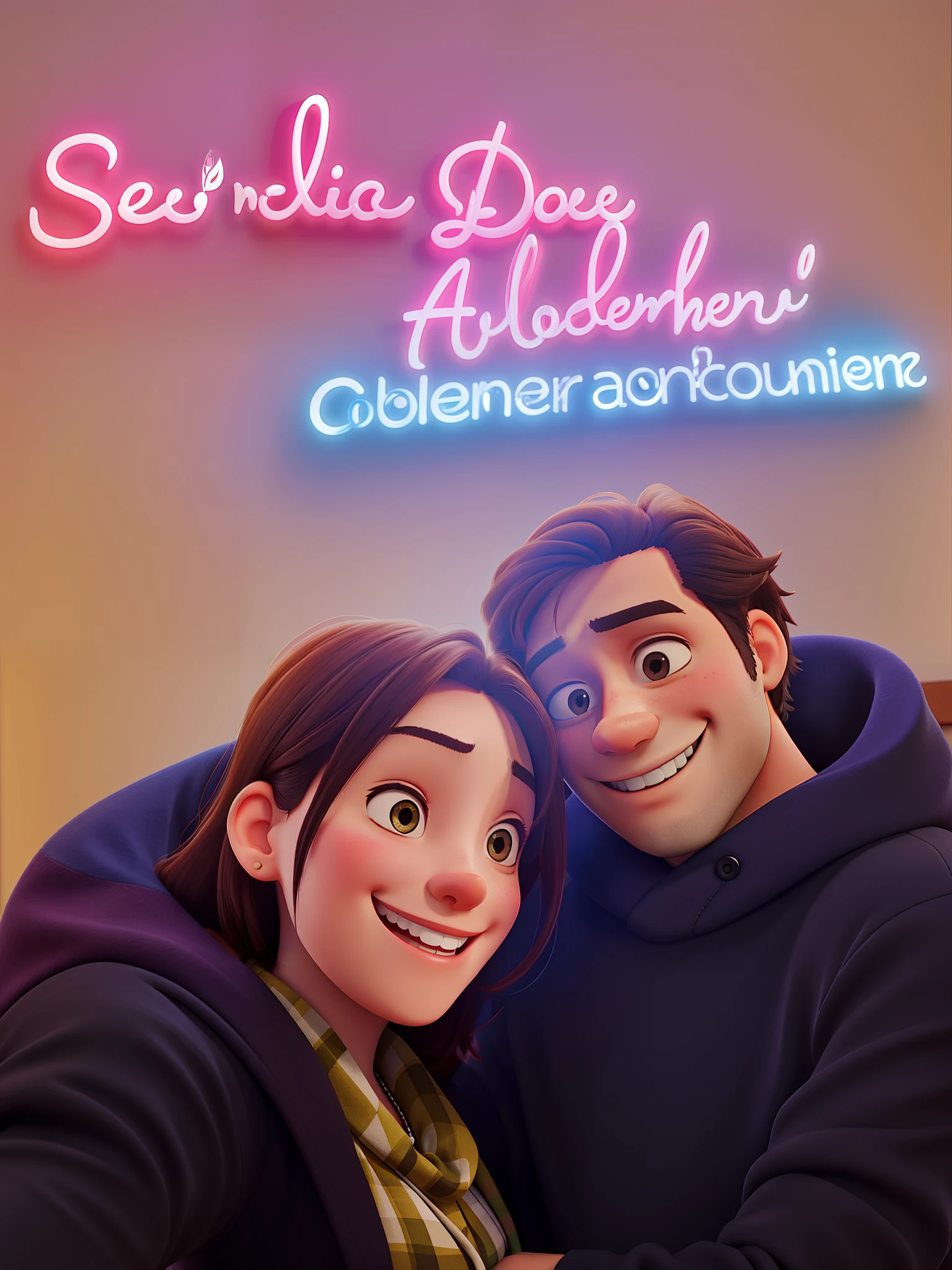 Hugging couple smiling at a selfi