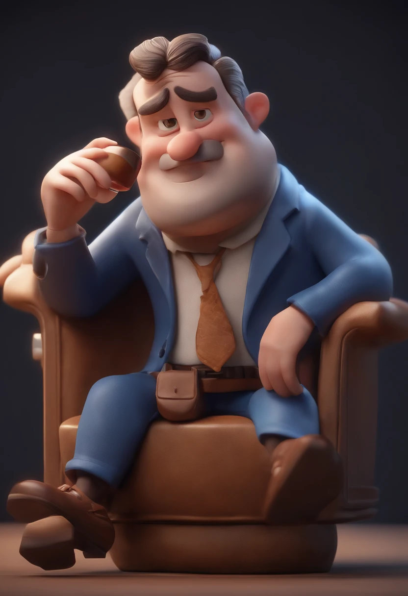 personagem dos desenhos animados de um homem professor com com cabelo curto barba cumprida e uma camisa azul, glass of wine in hand, animation character, Caractere estilizado, animation style rendering, 3D estilizado, Arnold Maya render, 3 d render stylized, toon render keyshot, Personagem 3D, Personagem 3D, 3d rendering stylized, 3 d character render, personagem de desenho animado, Personagem de close up, Pose de personagem, (Estilo Pixar) (master part:1.2) (Bokeh) (best quality) (pele detalhada) (textura detalhada) (8k) (argila) (Cinematic lighting) (foco nítido