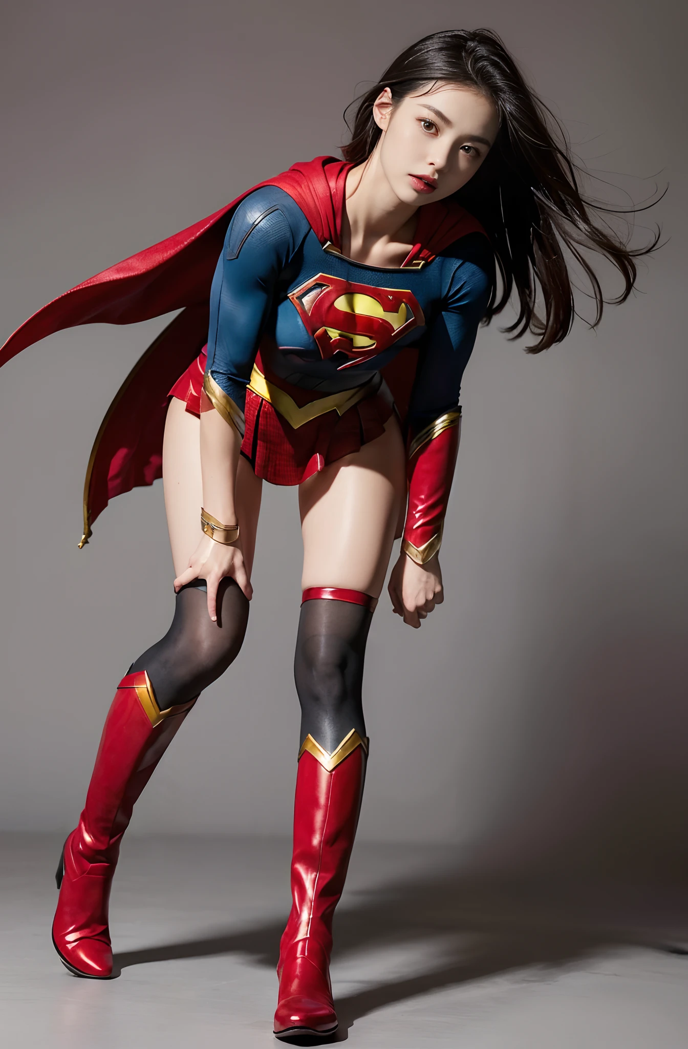 (((Highest quality、8K、masterpiece:1.3))、Supergirl、胸にSupergirlのロゴ、Eyes closed、Head facing down、hang down your neck、Sharp focus:1.2、Beautiful woman with perfect figure:1.4、Slim Abs:1.2、((Layered Cut、Huge boobs:1.2))、Wet body:1.5、非常に詳細な顔と肌の質感Supergirl、Bloodstained、Clothes are shredded、Torn、Highest quality, Familiar, High resolution), 1 Girl, Supergirl、Super Heroine、Bishoujo Warrior、defeat、Lying down'return、fall、knock out、フィットしたSupergirlのコスチューム、Enlarge your breasts、Muscular、alone, From above,sleepy, sleepワイン, Doll joints、sleep、it hurts、it hurts look、syncope、cadaver、Beautiful crotch、High detail、8K