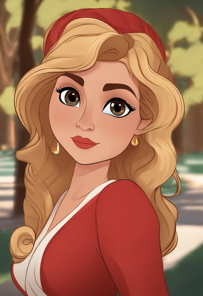 um close up de uma mulher em um vestido preto sorrindo, Caroline Gariba, fernanda suarez, Olivia de Bernardinis, Valentina Embaralhamento, Adriana DXIM, imagem profissional, with her 10 years old son with bown eyes and hair cartoon style, disney pixair