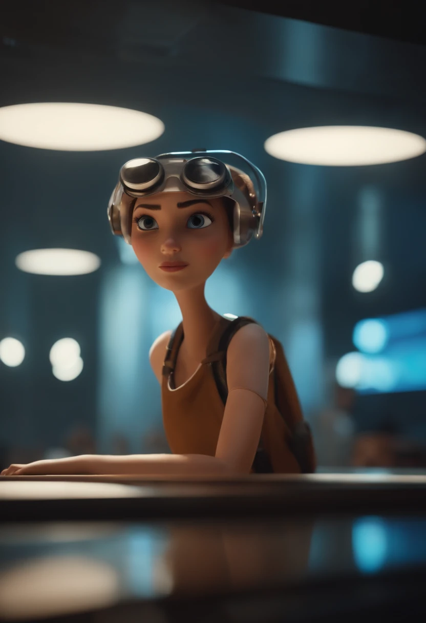 A dream architect who is both futuristic and realistic, inspired by Pixar animation, upclose. The character takes center stage with captivating facial expressions, offering a touch of unreality.