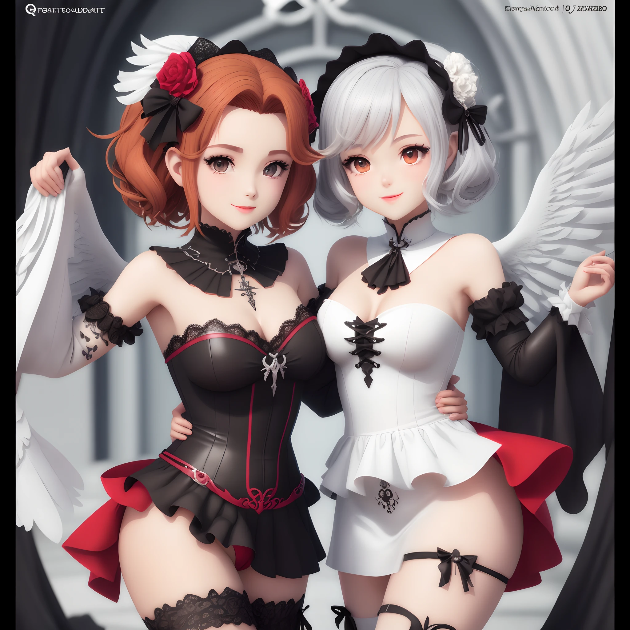 ((etiqueta,))(Gothic 3D anime girl),Tatuado com,Use um espartilho de PVC,Cor vermelha,There's feathers on the shoulders, capa de vento,cheerful expressions,((in circle)), ((fundo branco)), ((Borda dourada)),simples, ultra detalhado, desenho detalhado, vetorizado, 8k, design de adesivo profissional, DESIGN PLANO, linhas vetoriais, etiqueta, desenho, desenho, Full-HD