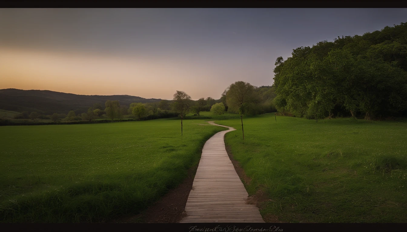 Alta nitidez,Master masterpieces,Fuji,Fotos RAW,(Fidelidade:2.560 px por 1.440 px),Poster effect,The base color is bright,Large green area,luz natural, grandes pastagens,Havia um pouco de nevoeiro,primavera,The main color is green,small stream,Three small stones by the stream,Birch Forest,perspectiva em primeira pessoa