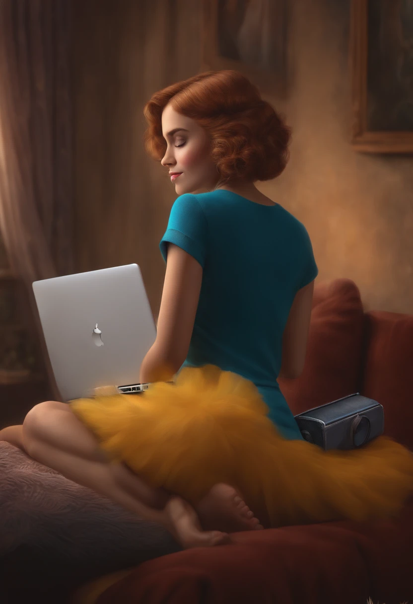 Girl with Pixar laptop,..3d,Realist