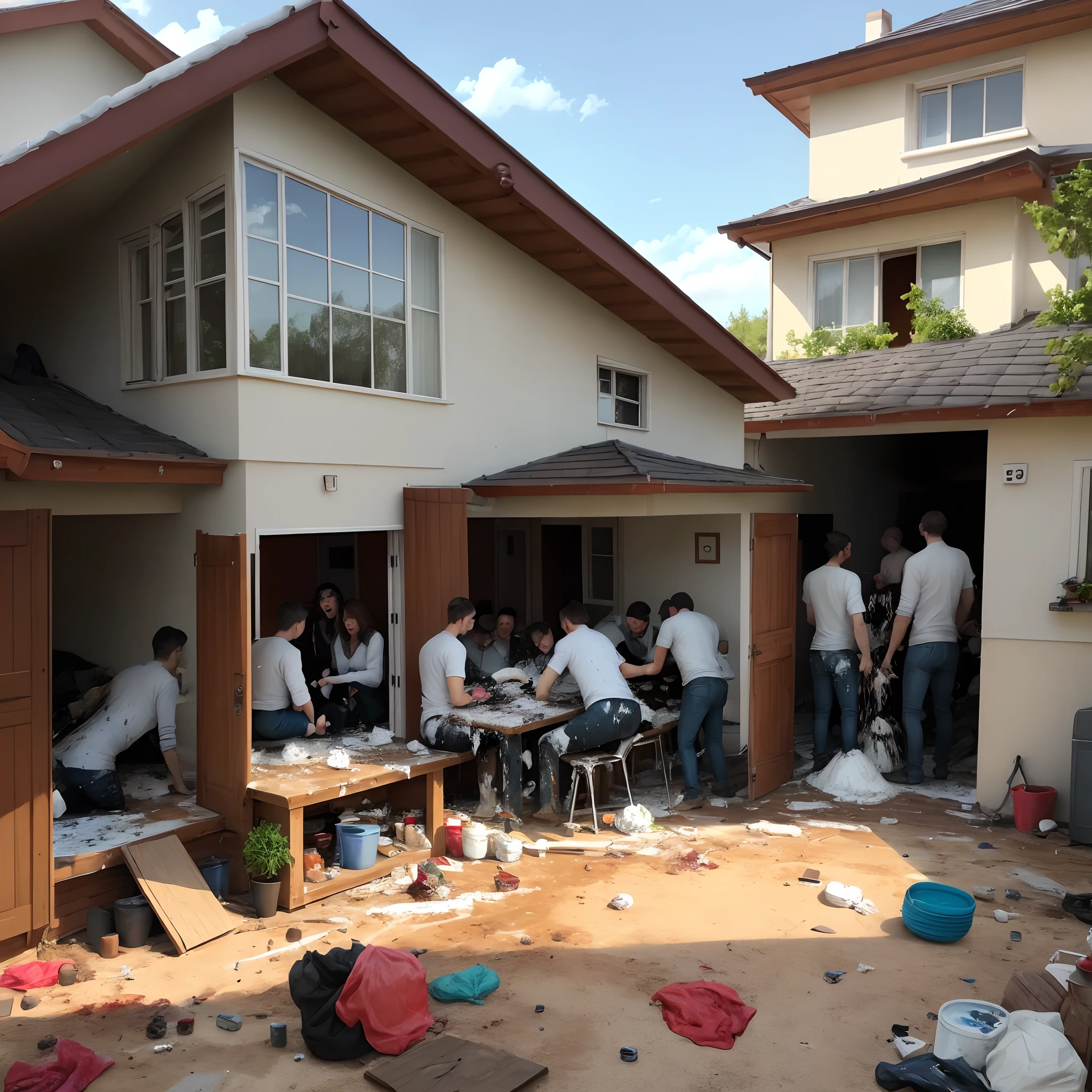House with people making a mess
