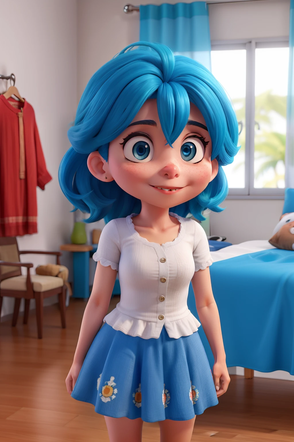 baixa olhos azul cabelo encaracolados pele clara gordinha