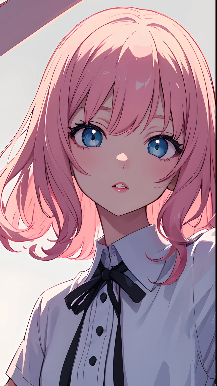A cute little girl with pink lips, wearing a bright white shirt, zhong pastel palette aurora punk style, anime illustration of her face, animated gif, hand drawn animation, charming sketch, smooth shiny, hazy romanticism, super flat style, white background --ar 1:1--niji 5--style expressive--s 50
