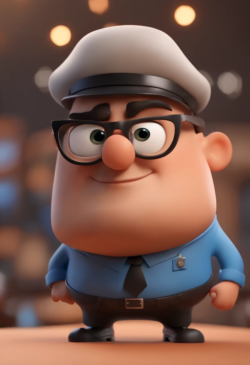 Cartoon character of a man wearing black glasses and a blue shirt, um personagem animado, Caractere estilizado, animation style rendering, 3D estilizado, Arnold Maya render, 3 d render stylized, toon render keyshot, Personagem 3D, Personagem 3D, 3d rendering stylized, 3 d character render, personagem de desenho animado, Personagem de close up, Pose de personagem, (Estilo Pixar) (master part:1.2) (Bokeh) (best quality) (pele detalhada) (textura detalhada) (8k) (argila) (Cinematic lighting) (foco nítido，Senta e vaza a parte superior do corpo