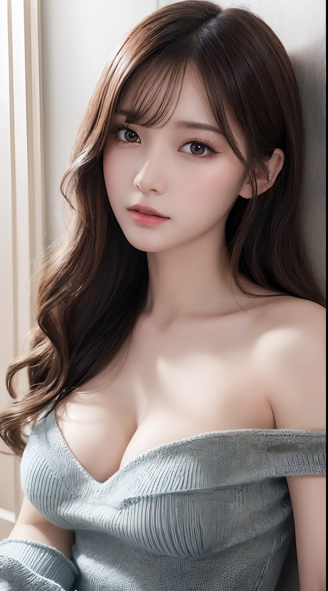 ((highest quality、8k、masterpiece:1.3))、One Girl、Laughter、Full Body Lesbian、Slim face、Beautiful woman、(Dark brown hair)、Sexy underwear:1.5、Ultra detailed face、Detailed eyes、double eyelid、Blurred Background、Slim face、bus、shower