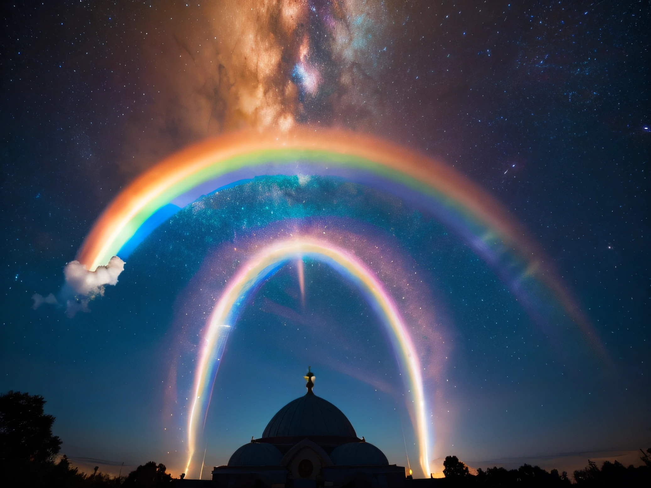 kosmos　Sacred geometry　Star-filled sky　rainbows