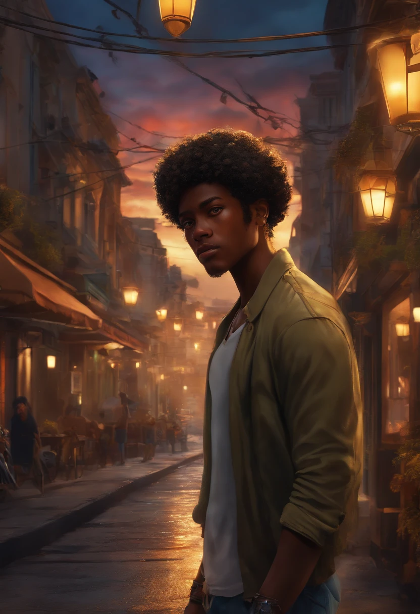 crear anime realista 4k, basado en la historia de un rapero afroamericano, con cadenas de oro , mirada ruda, rodeado de su pandilla en la calle