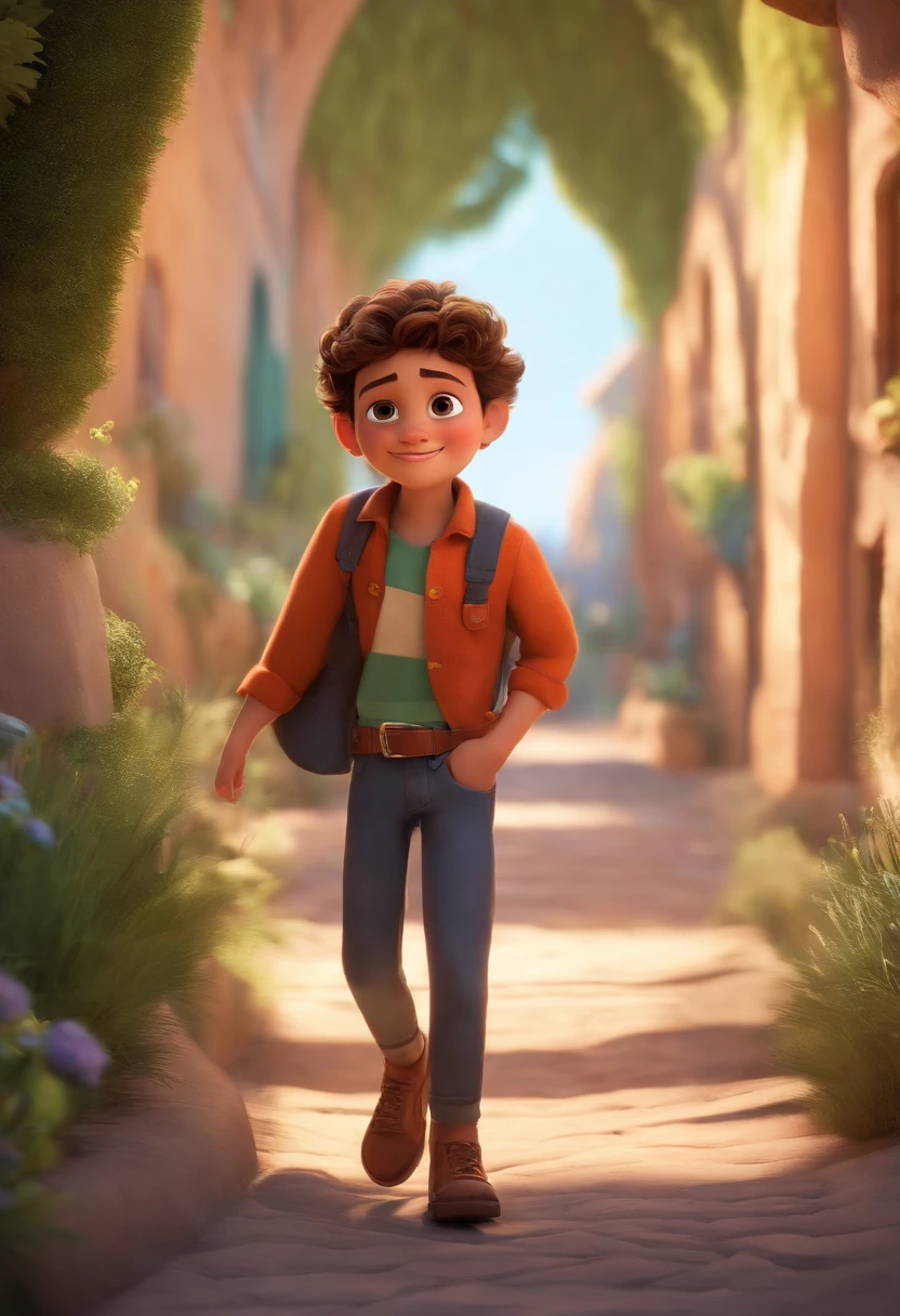 Image of a boy for a story in a YouTube video in Pixar format, He's the little allabester, He's the class leader, He's outgoing, Playful and gets up for a lot of things