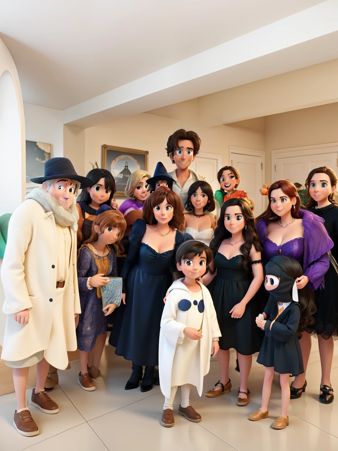 from this photo with the title We Were 11 turn everyone in the photo into Pixar-style Halloween characters