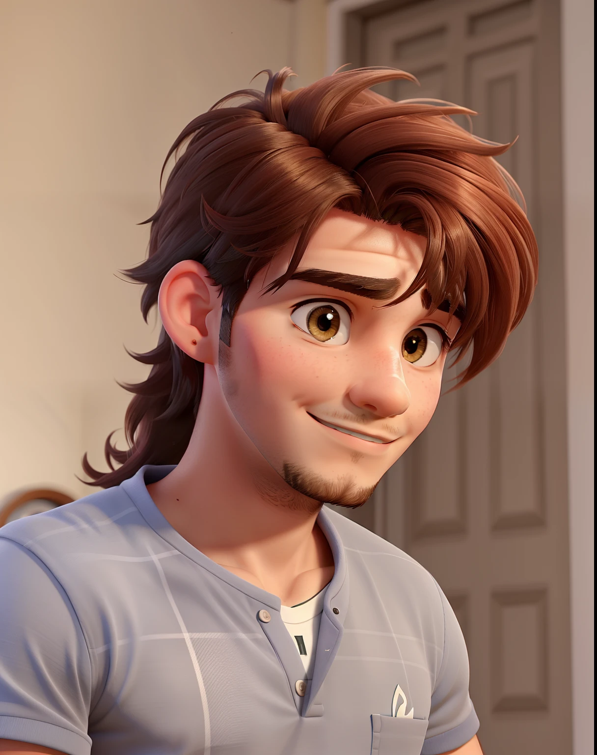 Um jovem de 23 anos, moreno de cabelo de lado