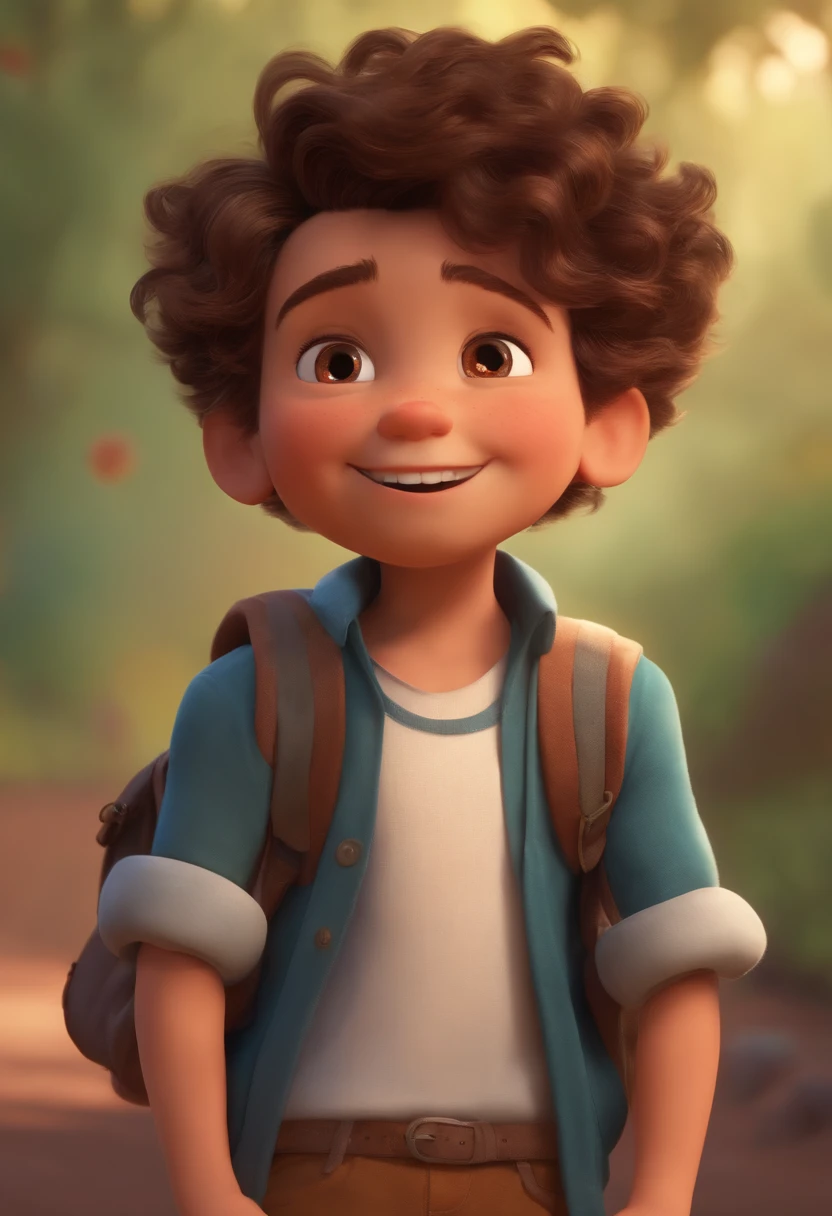 Image of a boy for a story in a YouTube video in Pixar format, He's the little allabester, He's the class leader, He's outgoing, Playful and gets up for a lot of things