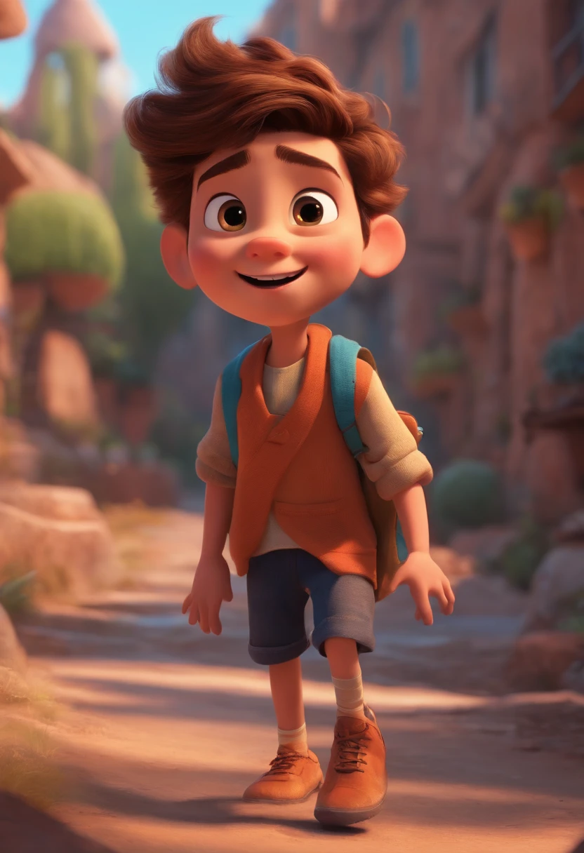 Image of a boy for a story in a YouTube video in Pixar format, He's the little allabester, He's the class leader, He's outgoing, Playful and gets up for a lot of things