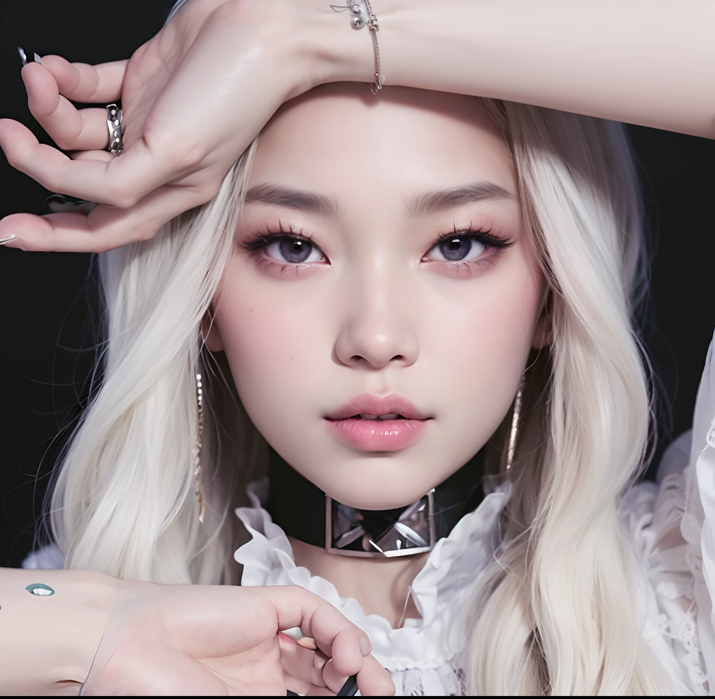 A close-up of a person with a camera and a necklace, Parque Roseanne de Blackpink, Retrato de Jossi de Blackpink, Blackpink Jennie, Jossi de Blackpink, Retrato de Kpop Idol, maquillaje popular de Corea del Sur, portrait of female Korean idol, Lalisa Manoban de Blackpink, Lalisa Manobal, maquillaje coreano popular, Cl, Sun Yunjoo