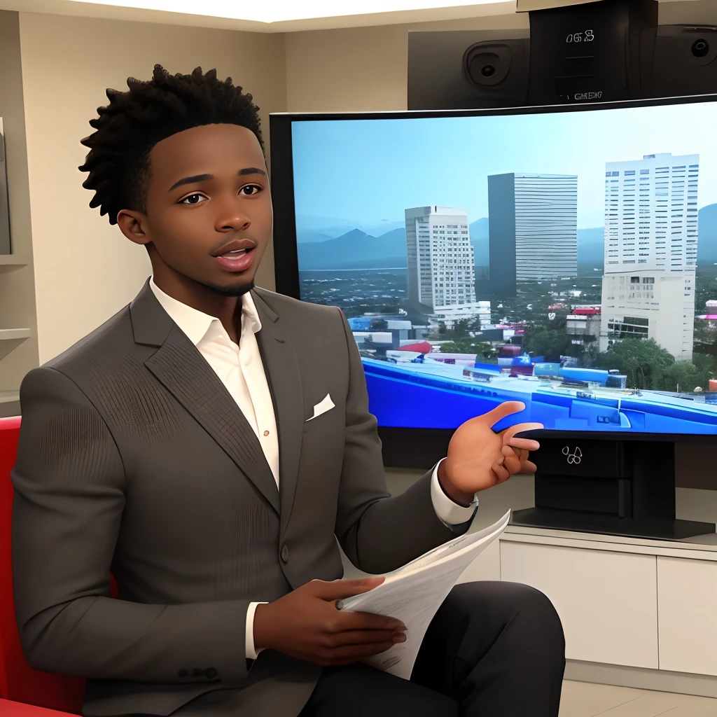 A Haitian presenting his news on national television