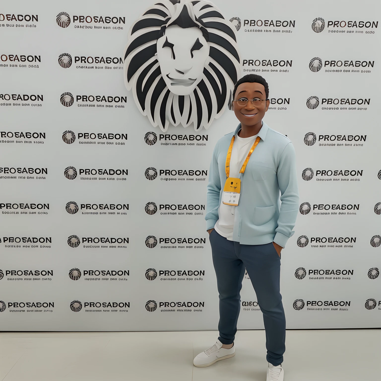 quero um desenho de um homem de 31 anos, pele parda, sorrindo, de cabelos pretos e oculos redondo