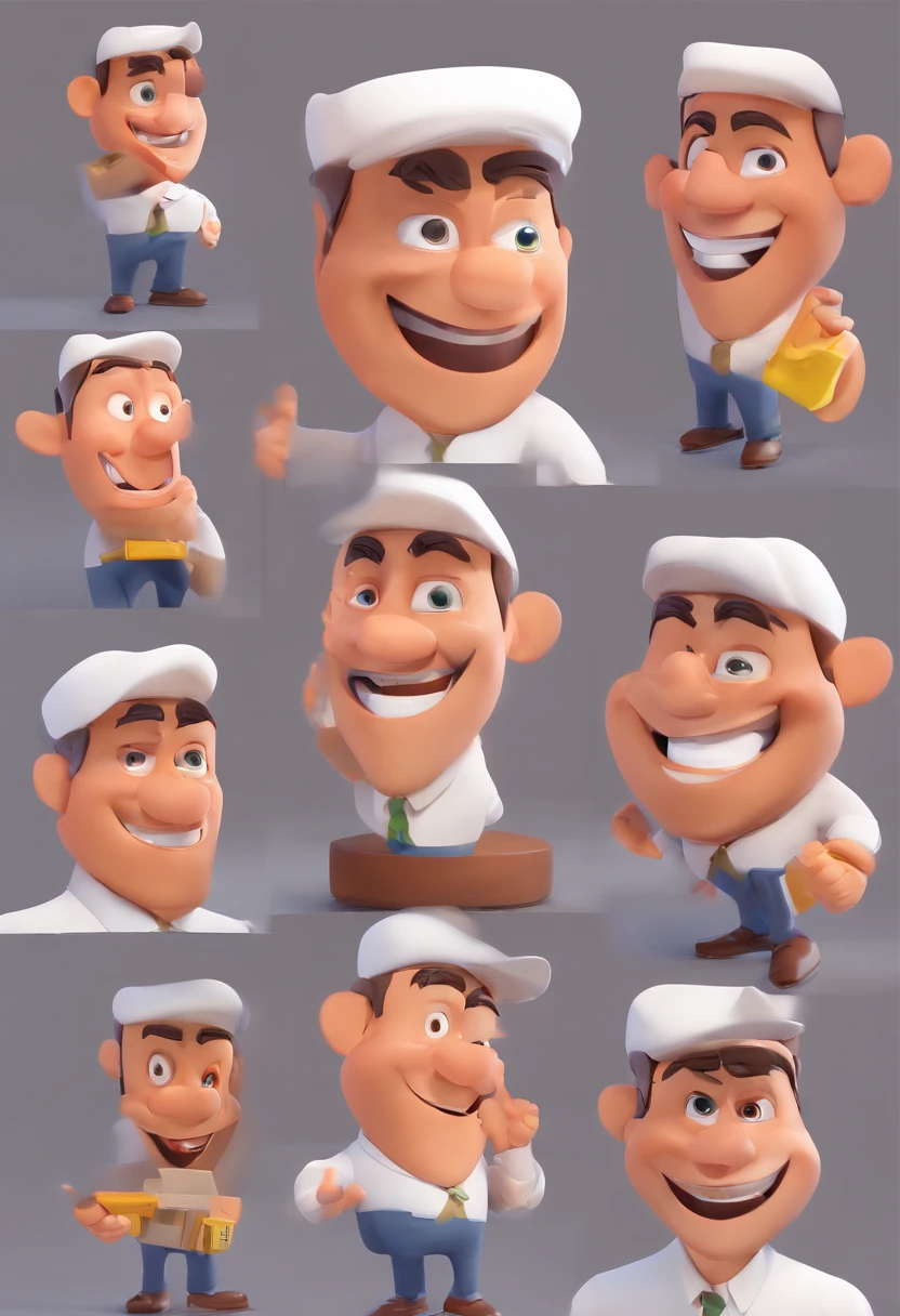Smiling Man Illustration, sorriso insano, Homem de pele marrom com um sorriso gigante, happily smiling at the camera, sorriso atrevido, he's smiling, sorriso muito grande, Macho sorridente, foto de perfil headshot, rindo sorriso enorme, desenhando no estilo de Arte 3D, c4d, fundo de cor branco puro, estilo disney, estilo pixar render ilustracao Super Detalhe, 8k