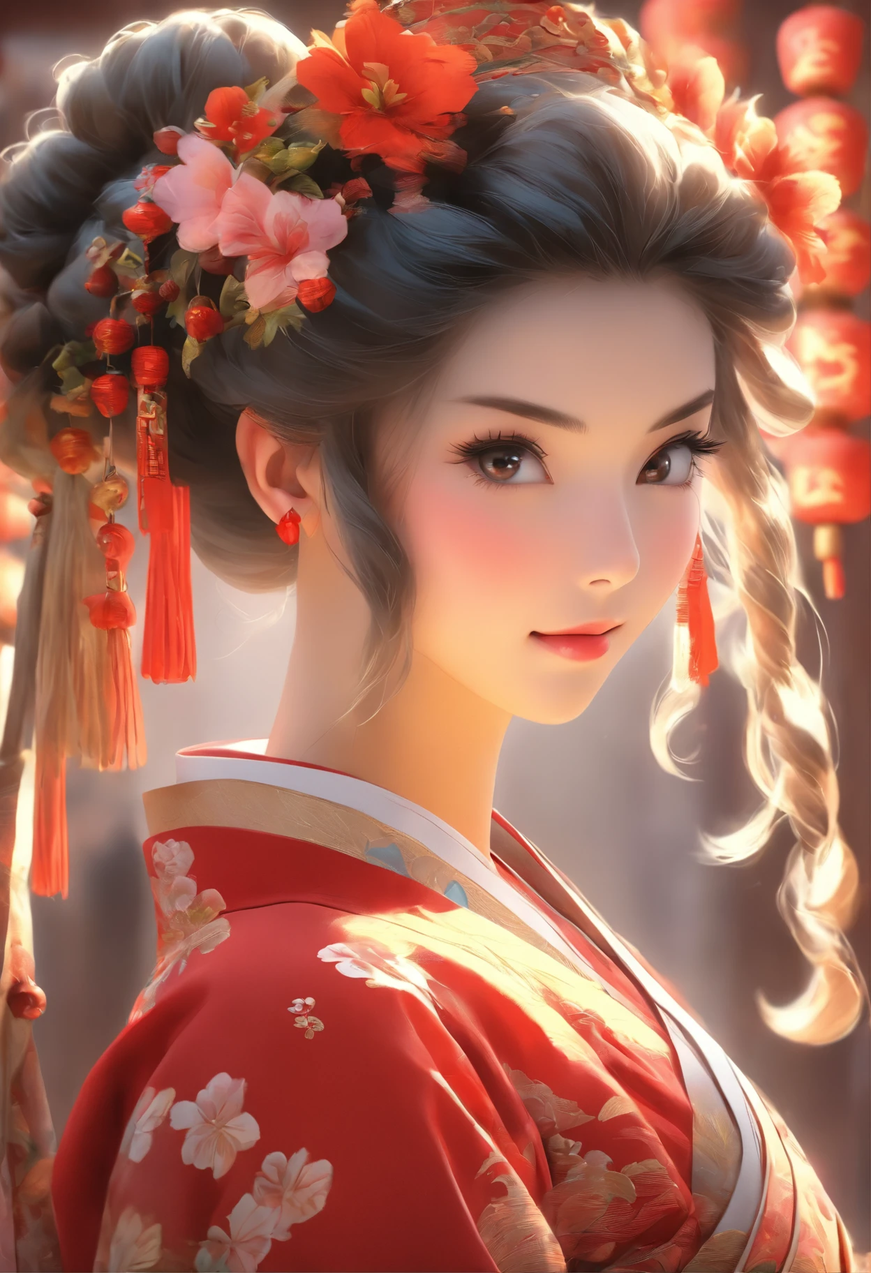 A beautiful young woman in a traditional Chinese costume, in the style of salon kei, Photo-realistic techniques, Kinuko Y. craft, UHD 32k, Sonian, classical, Historical Genre Scenes, Rostos serenos --AR 69:128 --s 750 --V 5.2