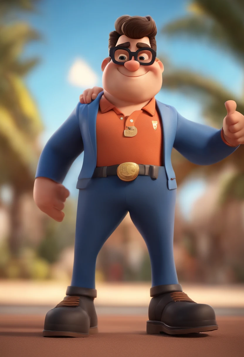 Cartoon character of a man wearing black glasses and a blue shirt, um personagem animado, Caractere estilizado, animation style rendering, 3D estilizado, Arnold Maya render, 3 d render stylized, toon render keyshot, Personagem 3D, Personagem 3D, 3d rendering stylized, 3 d character render, personagem de desenho animado, Personagem de close up, Pose de personagem, (Estilo Pixar) (master part:1.2) (Bokeh) (best quality) (pele detalhada) (textura detalhada) (8k) (argila) (Cinematic lighting) (foco nítido,Senta e vaza a parte superior do corpo