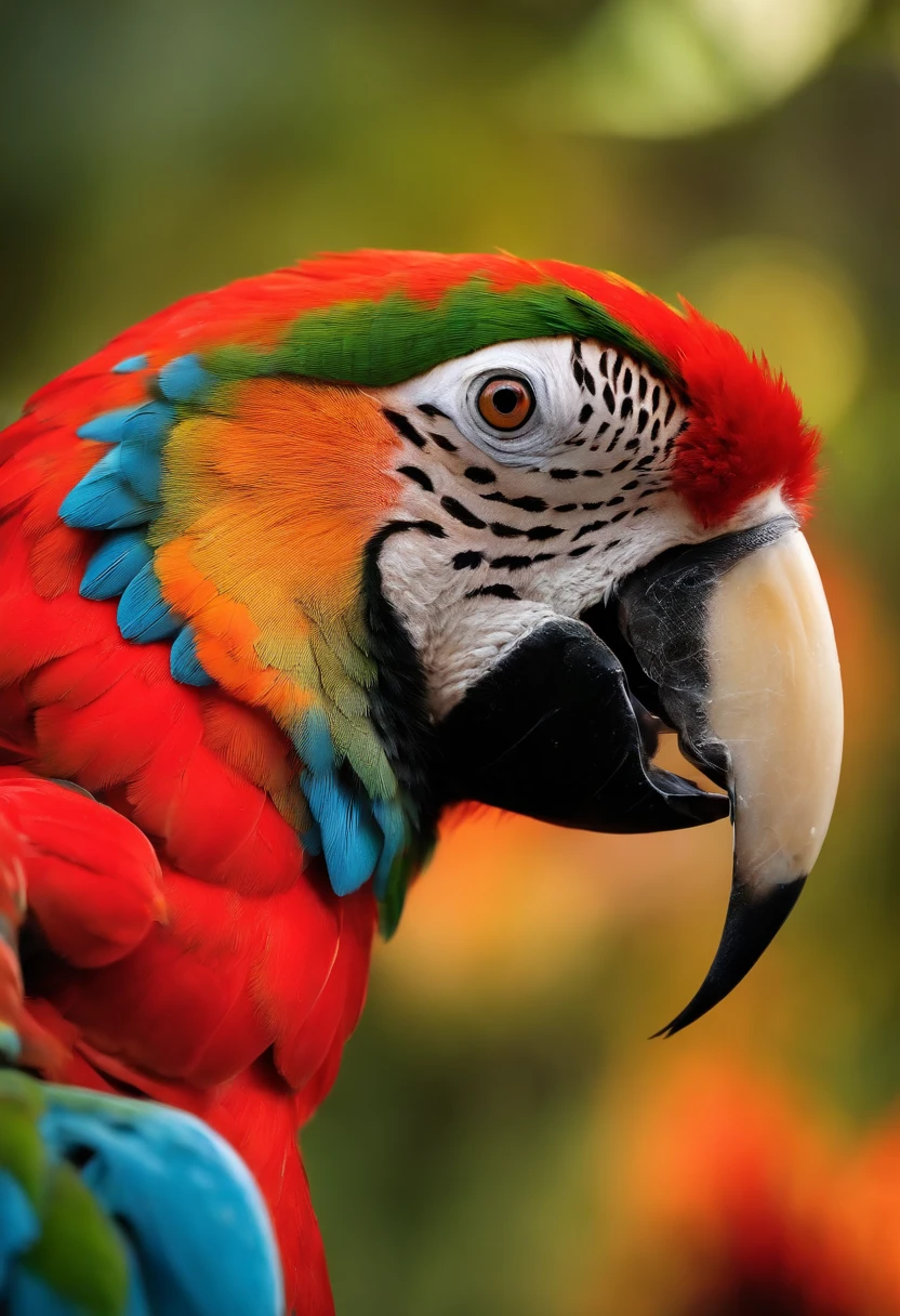 Hybrid animal with jaguar head from the Amazon, Horse body and wings of Amazonian scarlet macaw