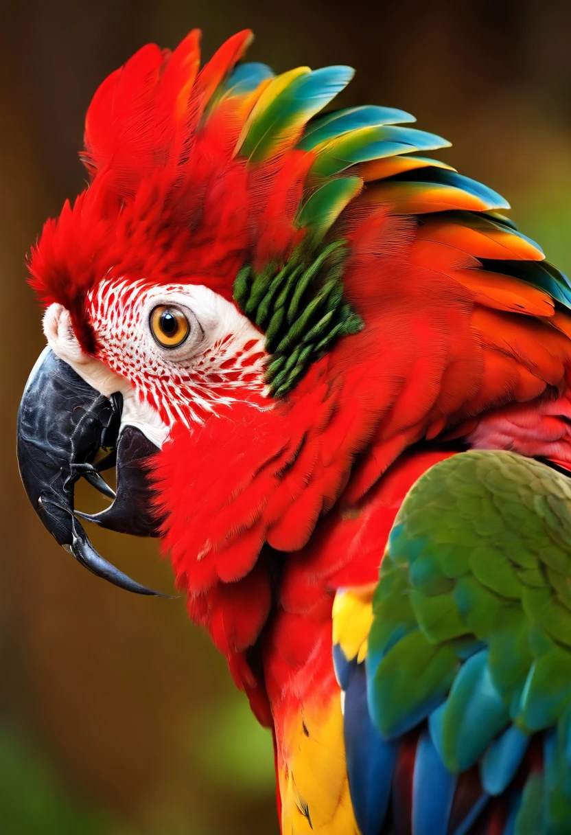 Animal with the head of an Amazonian jaguar, Horse body and wings of Amazonian scarlet macaw