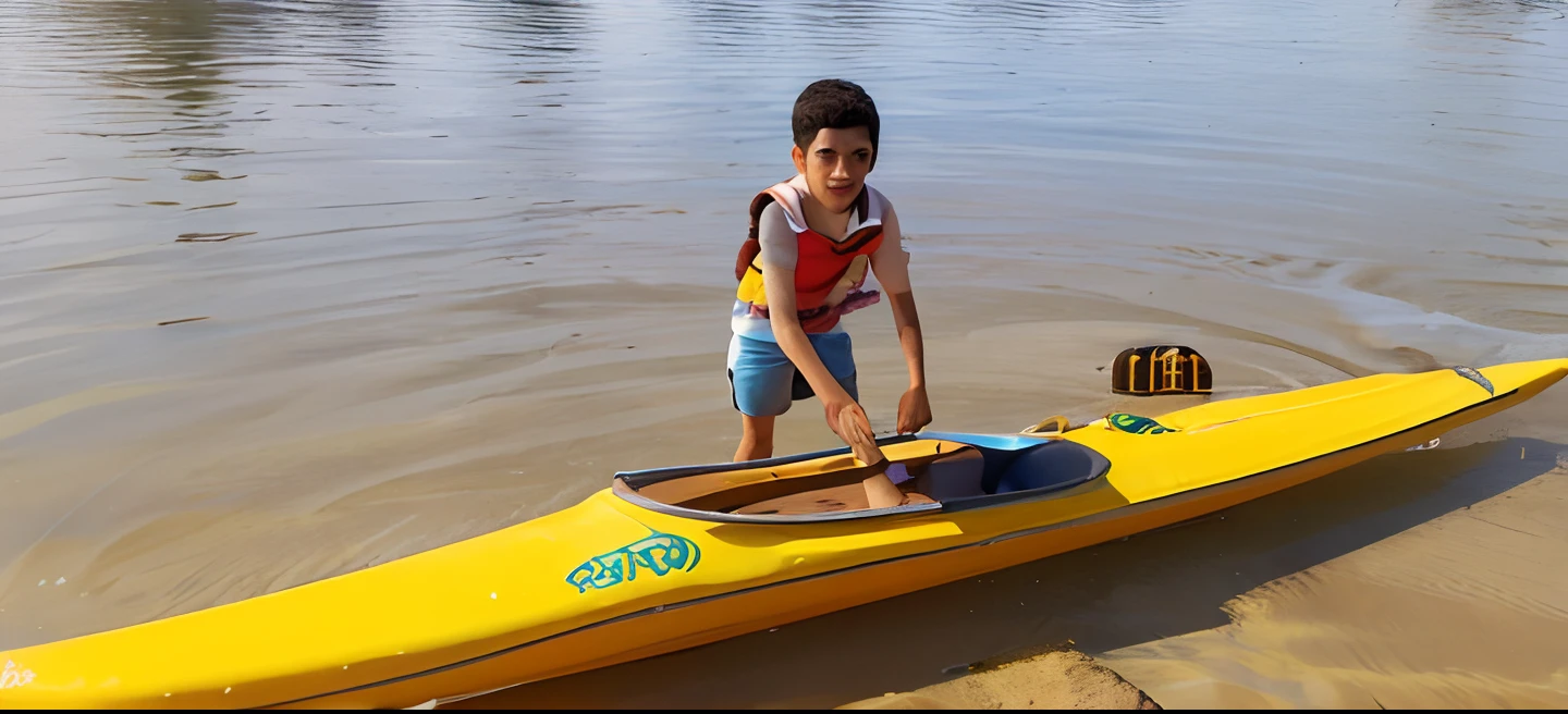 com canoa no rio