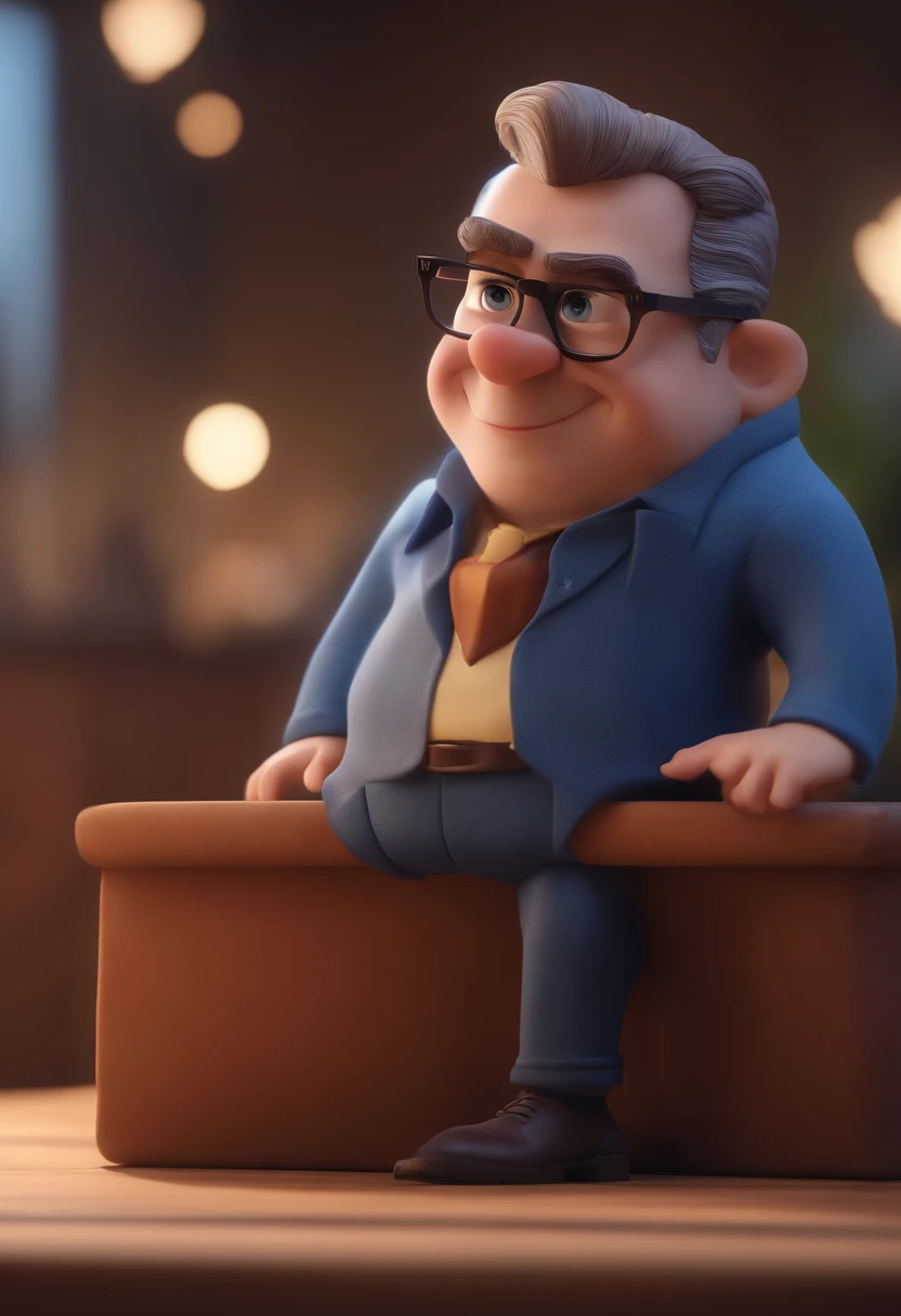 Cartoon character of a man with black glasses and a blue shirt, animation character, Caractere estilizado, animation style rendering, 3D estilizado, Arnold Maya render, 3 d render stylized, toon render keyshot, Personagem 3D, Personagem 3D, 3d rendering stylized, 3 d character render, personagem de desenho animado, Personagem de close up, Pose de personagem, (Estilo Pixar) (master part:1.2) (Bokeh) (best quality) (pele detalhada) (textura detalhada) (8k) (argila) (Cinematic lighting) (foco nítido