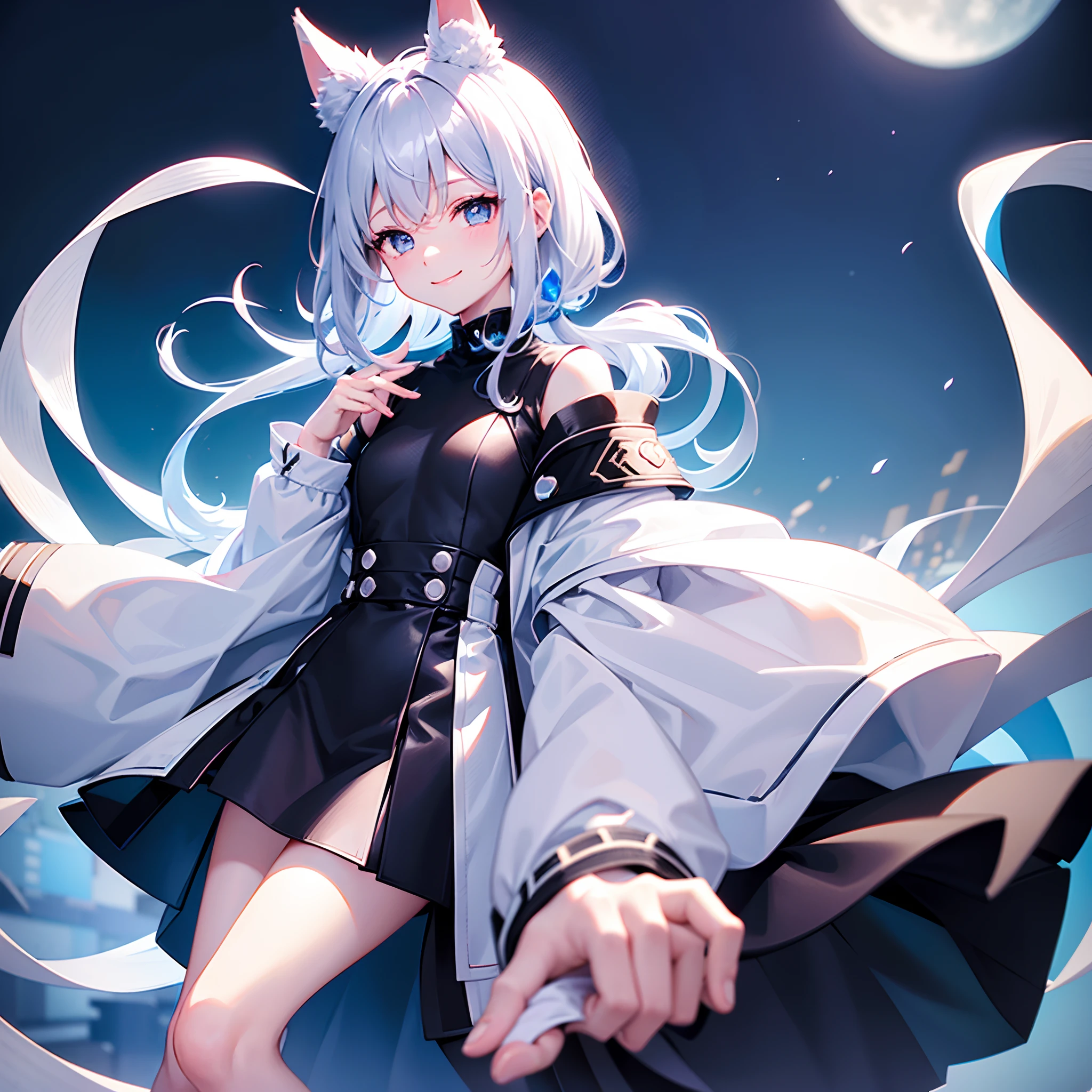 Big silver twin tails and cat ears,Has two black devil horns,Wearing a black beret, Very flat chest like a cutting board, Flat chest discreet, She wears a white schoolgirl uniform on her jacket, She wears a red tie on her chest, A morning of sparkling iridescent Milky Way and hopeful lights, Iridescent Crystal Gemstones, Is pale skinned,She cries、Sheds a lot of tears from the eyes、Laugh with a mischievous look, Sand castles, She enveloped magic like a serpent in the interstellar wind, Highest Quality, She wears a black miniskirt((sad)),The face of the big picture, A night light illuminates her back,Magical girl transformation rod with a large iridescent crescent moon at the tip,Countless shooting stars,Lens Flare, Big rainbow,Big sun blooms、The surface of the water illuminates your back, ((Water brilliance)), chromatic abberation], Digital Painting, Insane details, Intricate details, Beautifully color graded, Unreal Engine, Cinematic , Fantastic, colour grading, Editorial Photography , Photography, Photo Shot, Shot on 70mm lens, depth of fields, degrees of freedom, Tilt Blur, Shutter Speed 1/1000, A/11