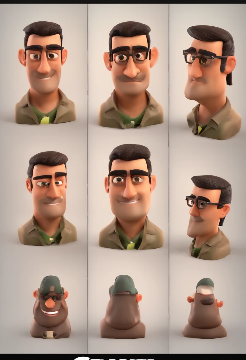 Estilo Pixar: Olhos castanhos Homem a com cabelo cortado vestido 22 anos com barba castanha escura curta no queixo, ELE ESTA SORRINDO