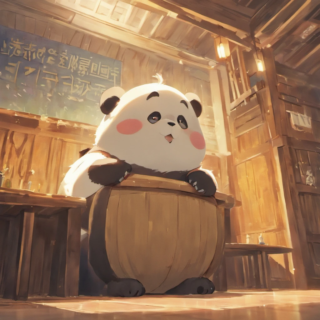 (best quality,4k), ultra-detailed, realistic:1.37, simple background, a huge fluffy panda sitting capturing a heartwarming moment. The panda's face lights up with pure happiness and astonishment, taking a bite of Nasi Lemak as if experiencing this beloved Malaysian dish for the first time. The panda is eating pizza.