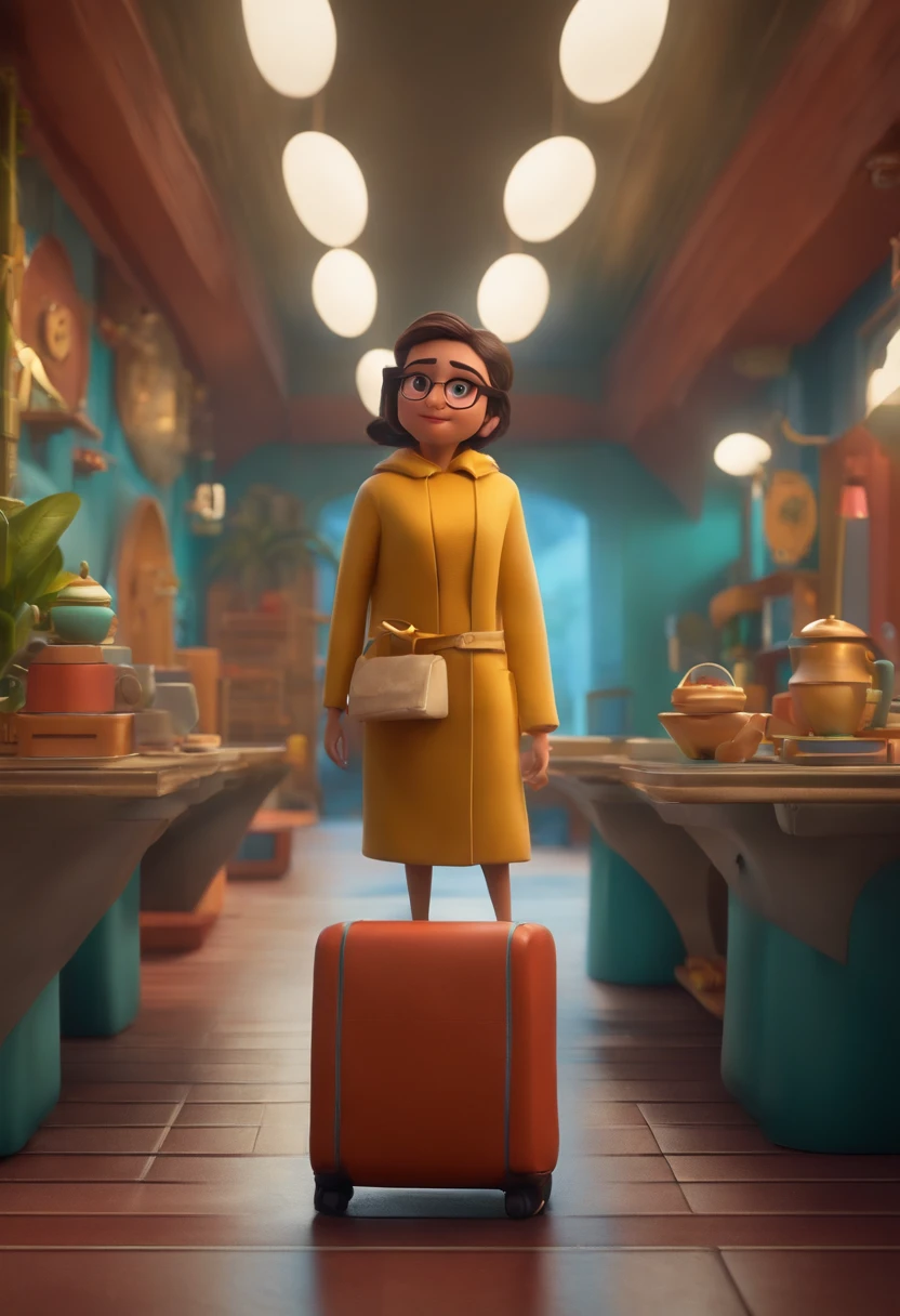 Um arquiteto de sonhos futurista, mas realista, inspired by Pixar animation, de perto. The character takes center stage with captivating facial expressions, oferecendo um toque de irrealidade.