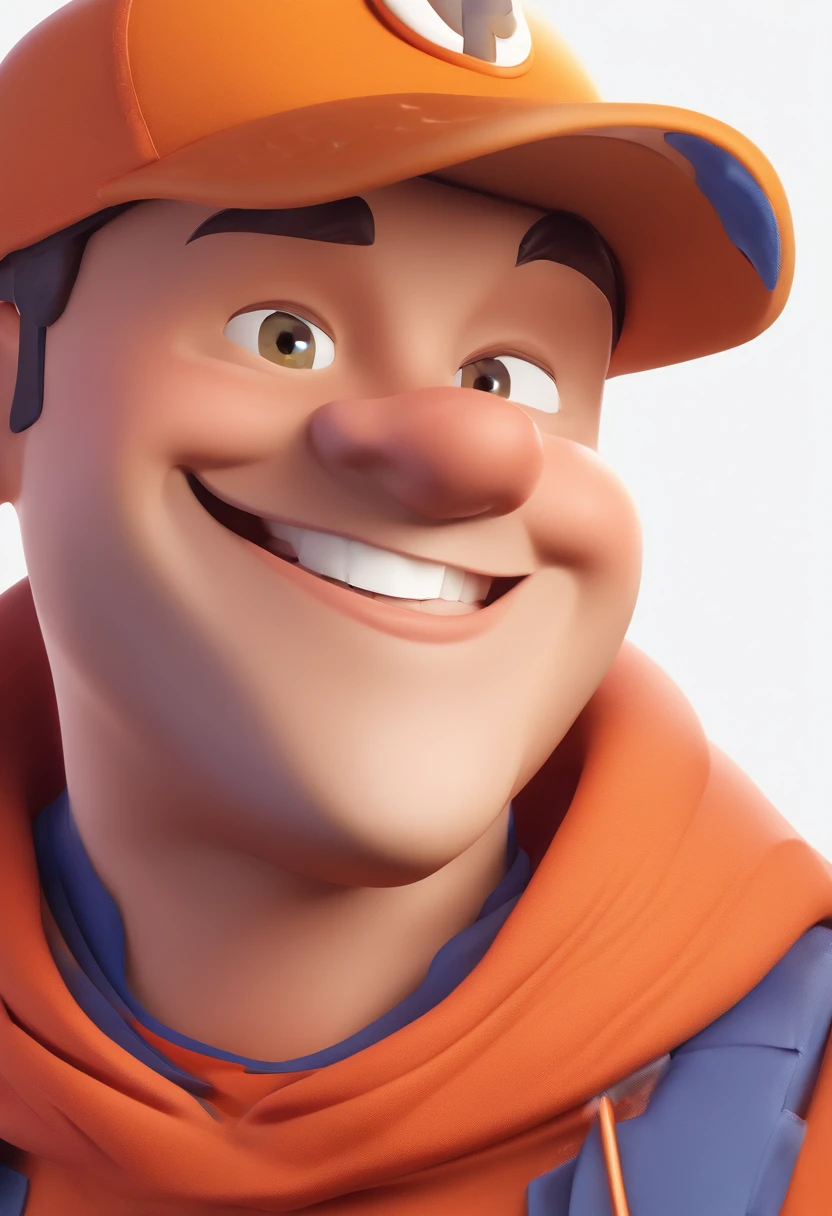 Smiling Man Illustration, sorriso insano, Homem de pele marrom com um sorriso gigante, happily smiling at the camera, sorriso atrevido, he's smiling, sorriso muito grande, Macho sorridente, foto de perfil headshot, rindo sorriso enorme, desenhando no estilo de Arte 3D, c4d, fundo de cor branco puro, estilo disney, estilo pixar render ilustracao Super Detalhe, 8k