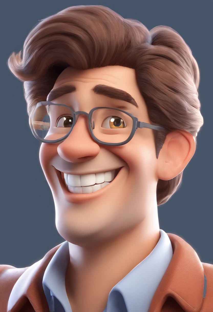 Smiling Man Illustration, sorriso insano, Homem de pele marrom com um sorriso gigante, happily smiling at the camera, sorriso atrevido, he's smiling, sorriso muito grande, Macho sorridente, foto de perfil headshot, rindo sorriso enorme, desenhando no estilo de Arte 3D, c4d, fundo de cor branco puro, estilo disney, estilo pixar render ilustracao Super Detalhe, 8k