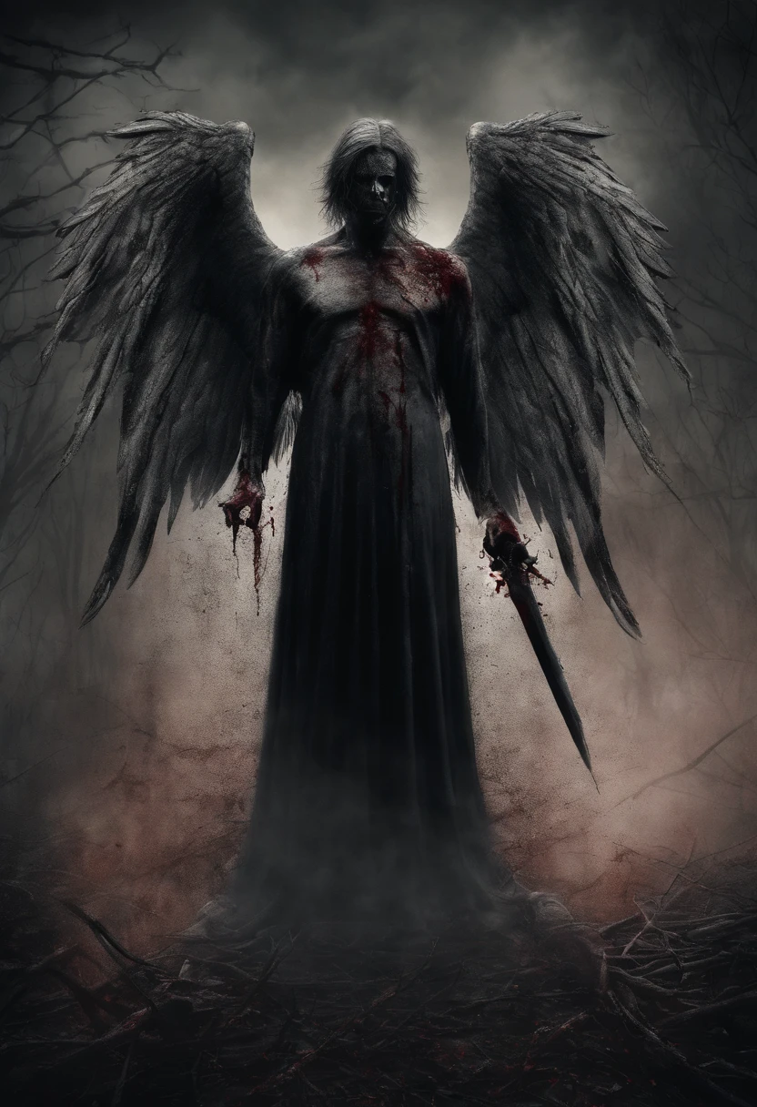 Bloody male gothic angel