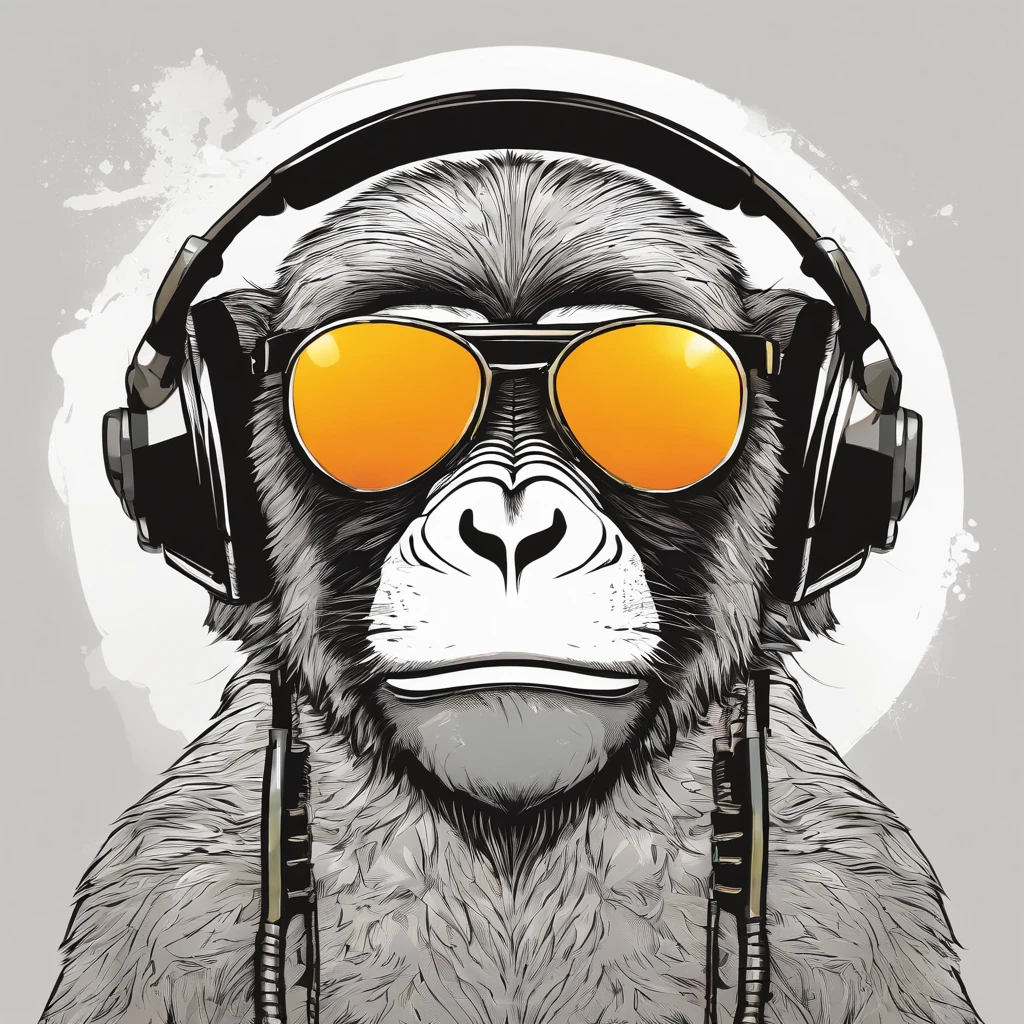 Monkey wearing headphones, Sunglasses